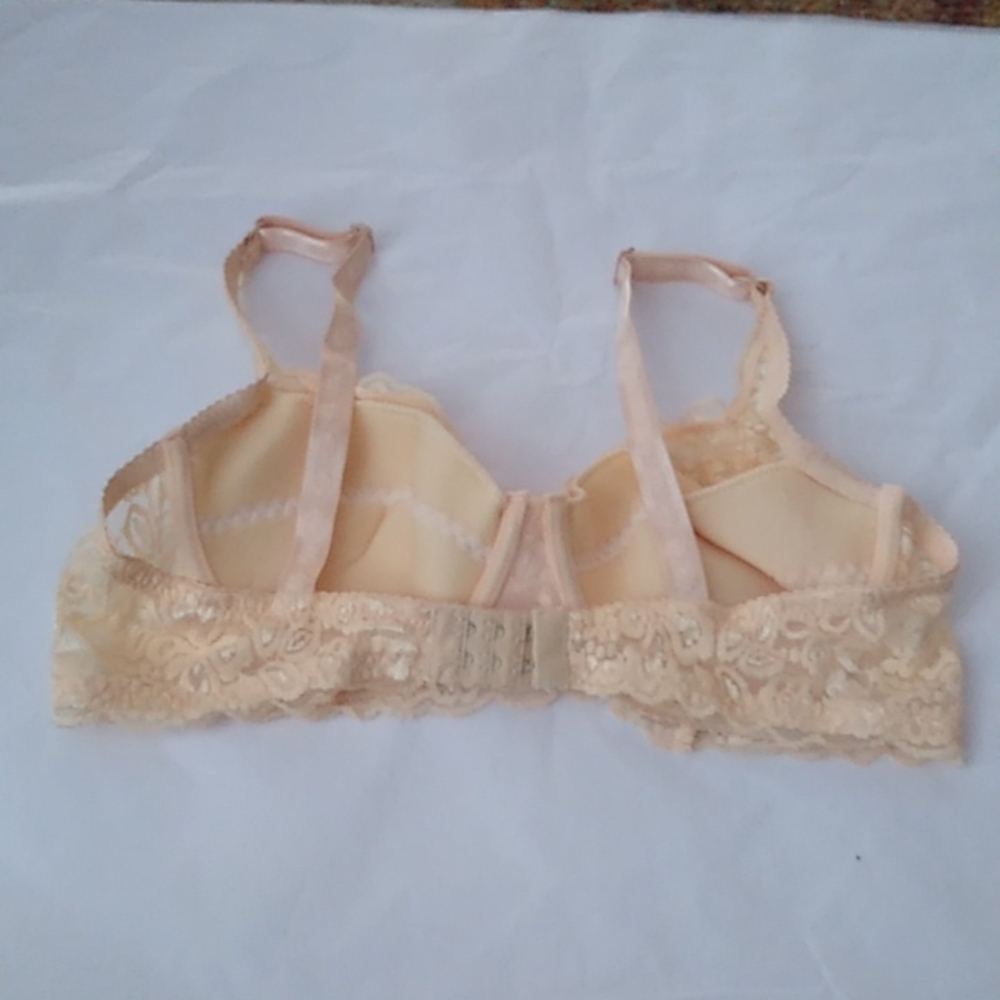 Peach Khaki Lace Push-up Bra, Small - Picture 7 of 14